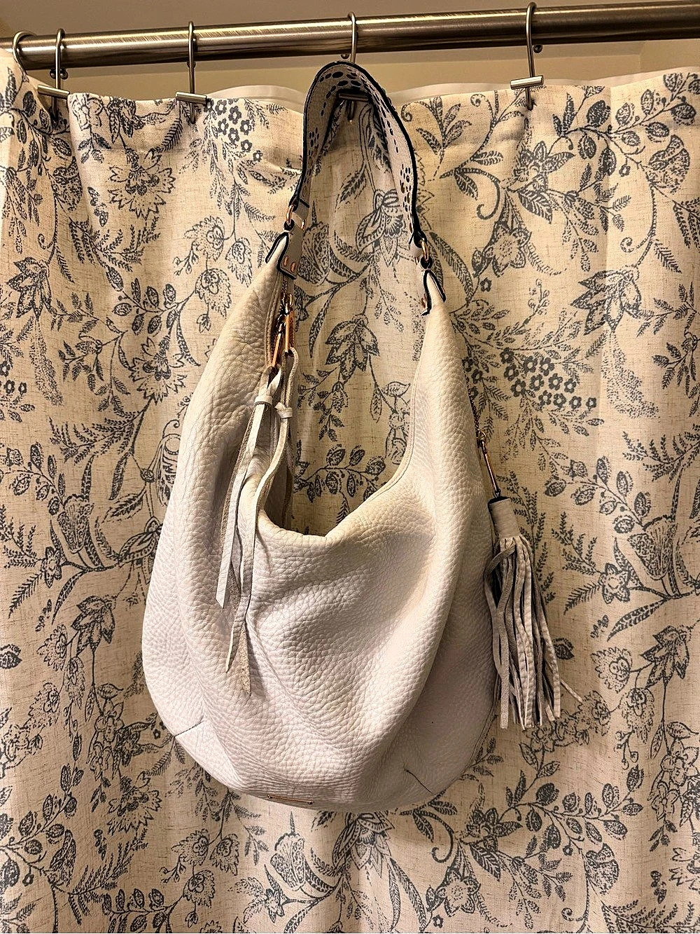 Rebecca Minkoff White Studded Fringe Hobo Bag
